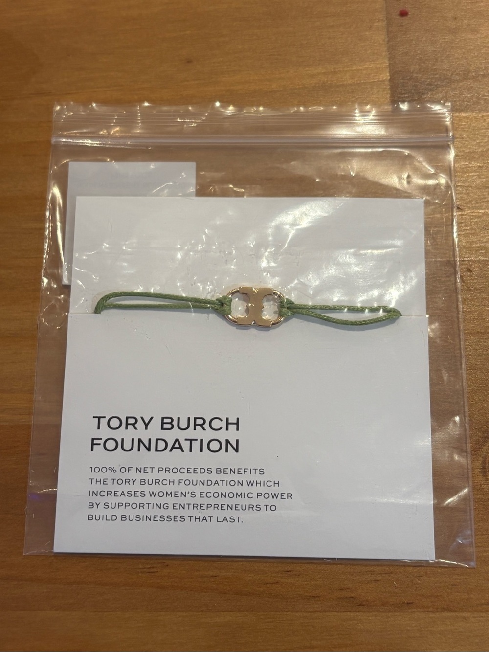 Tory Burch Olive Green Cord Bracelet with Gold Logo